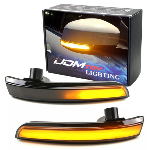 Smoked Lens Dynamic Sequential Blink LED Side Mirror Turn Signal Light Strip Assembly For Ford 2012-2018 Focus, 2013-2019 Escape, 2015-2018 C-Max