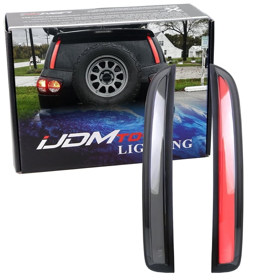 Smoked Lens Full LED Rear Window Pillar Vertical Fit Tail/Brake Light Bar Kit For Toyota 2007-2021 Sequoia, Replace OEM LH/RH Rear Windshield Outside Liftgate Molding Trims