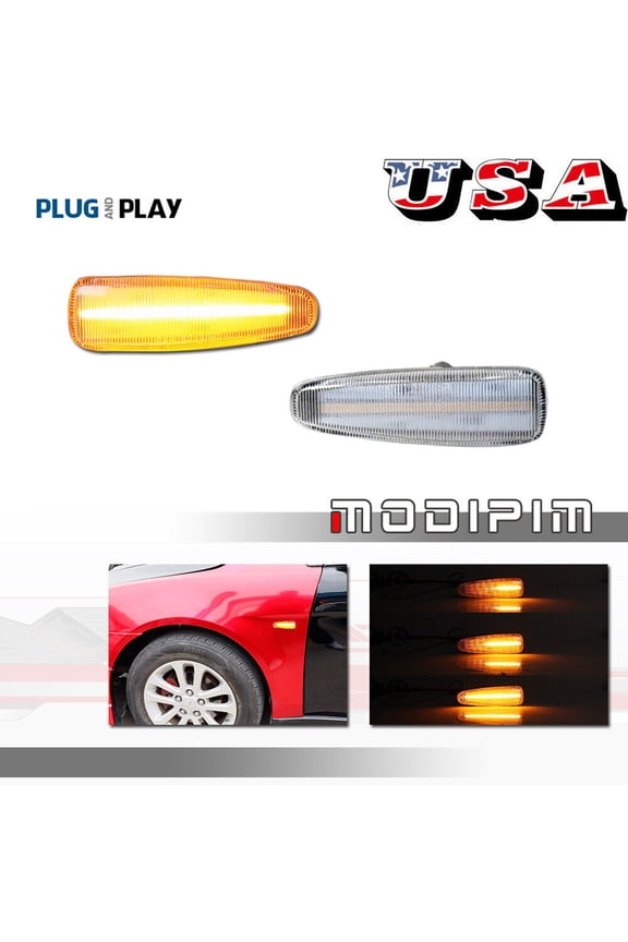 2-piece front logo signal amber LED light suitable for Mitsubishi Lancer Evo X Mirage-