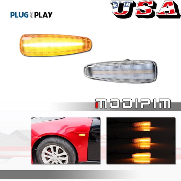 2-piece front logo signal amber LED light suitable for Mitsubishi Lancer Evo X Mirage-
