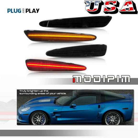 Smoked Lens LED Front and Rear Marker Lights for 2005-13 for Chevrolet Corvette C6-