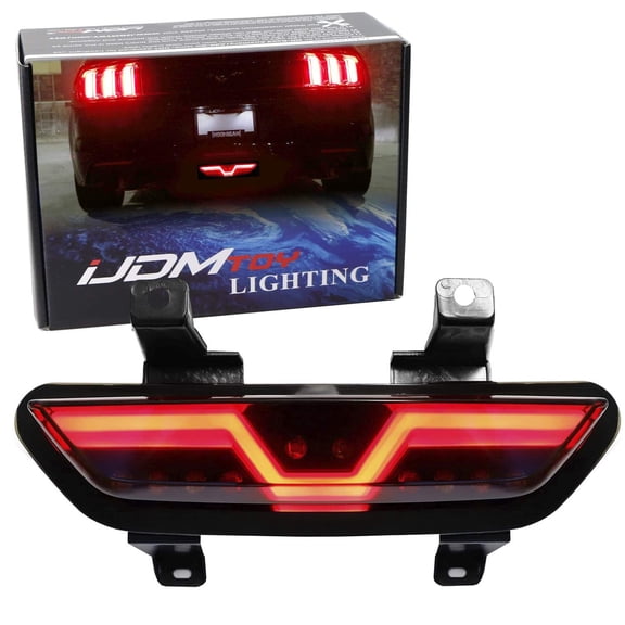 Smoked Lens LED Rear Foglamp For 2015-2017 Ford Mustang, Full Red LED Tail Light Assembly Functions as Reverse Light & Rear Fog Light