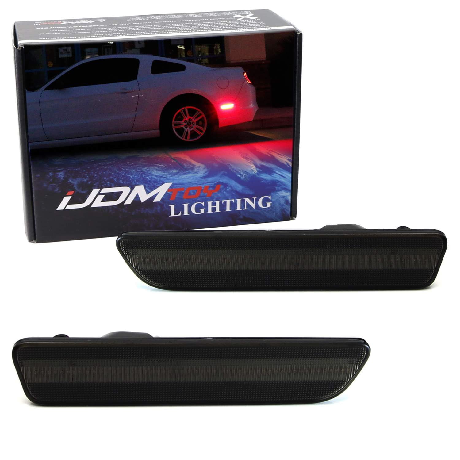 Smoked Lens White Full Strip LED Rear Side Marker Lamps For 2010-14 Fo