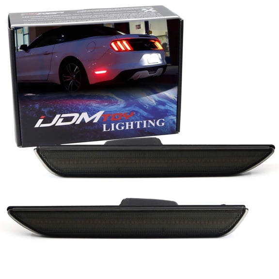Smoked Lens Red Full LED Rear Side Marker Light Kit For Ford 2015-up Mustang, Powered by 48-SMD LED, Replace OEM Back Sidemarker Lamps