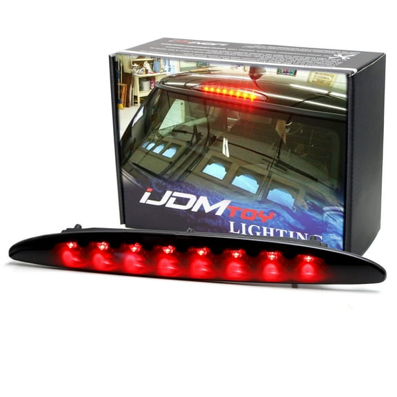 Smoked Lens Red LED 3rd Brake Lamp For 02-06 Mini Cooper R50 R53 1st Gen, OEM Fit High Mount Brake Light Powered by 8 Brilliant Red LED Lights