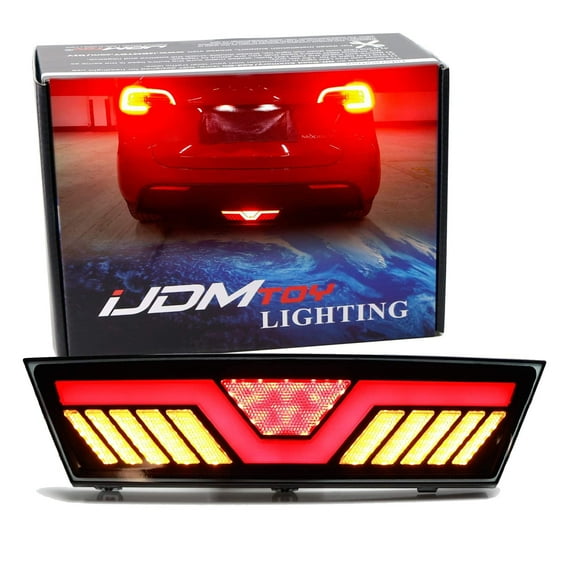 Smoked Lens Towing Hitch Cover Fit 3-in-1 LED Rear Fog Pilot Light Kit For 2020-up Tesla Model Y (Rear Fog/Tail Light, F1 Strobe/Flash Brake, Sequential Turn Signal)
