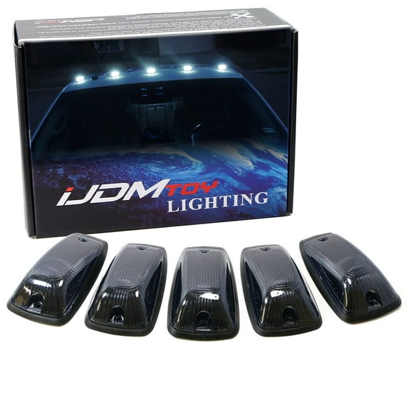 Smoked Lens White LED Cab Roof Marker Running Lamps For Truck 4x4 SUV, 5-Piece Aerodynamic Low Profile Roof Running Light Set