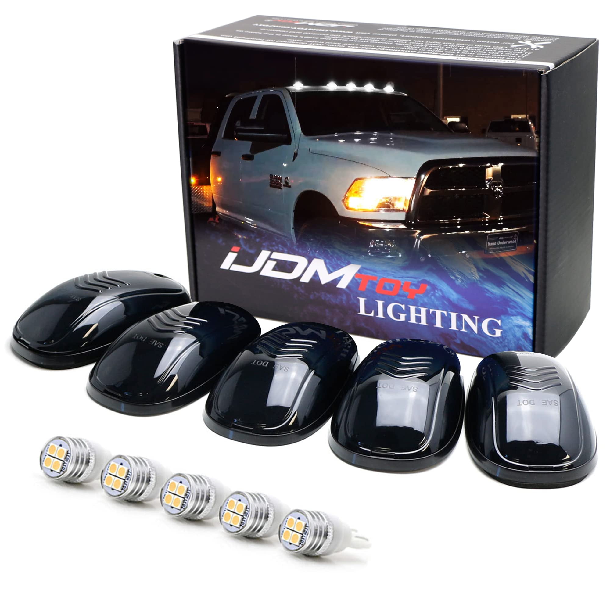 Smoked Lens White LED Cab Roof Running Lamps For Chevrolet Dodge GMC ...