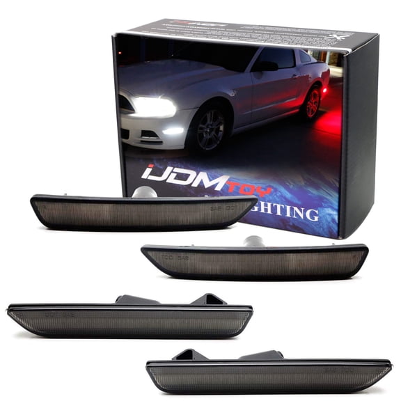 Smoked Lens White/Red Full LED Side Marker Light Kit For 2010-14 Ford Mustang, Powered by Total 144-SMD LED, Replace OEM Sidemarker Lamps