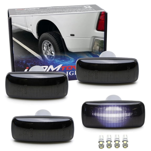 Smoked Lens All Xenon White LED Trunk Bed Marker Lights Set For Dodge 2010-18 RAM 2500HD 3500HD Dually Truck Double Wheel Side Fenders, Powered by Total 20 LED