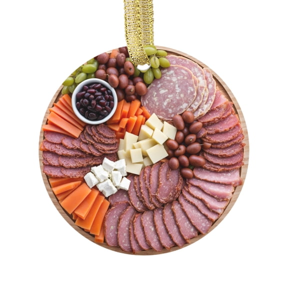 Smoked Meat Charcuterie Board Gift Deli Beef Food Lovers Foodie Novelty Holiday Christmas Ornament Xmas Tree Gift (Flat Design Printed on Ceramic, NOT 3D)