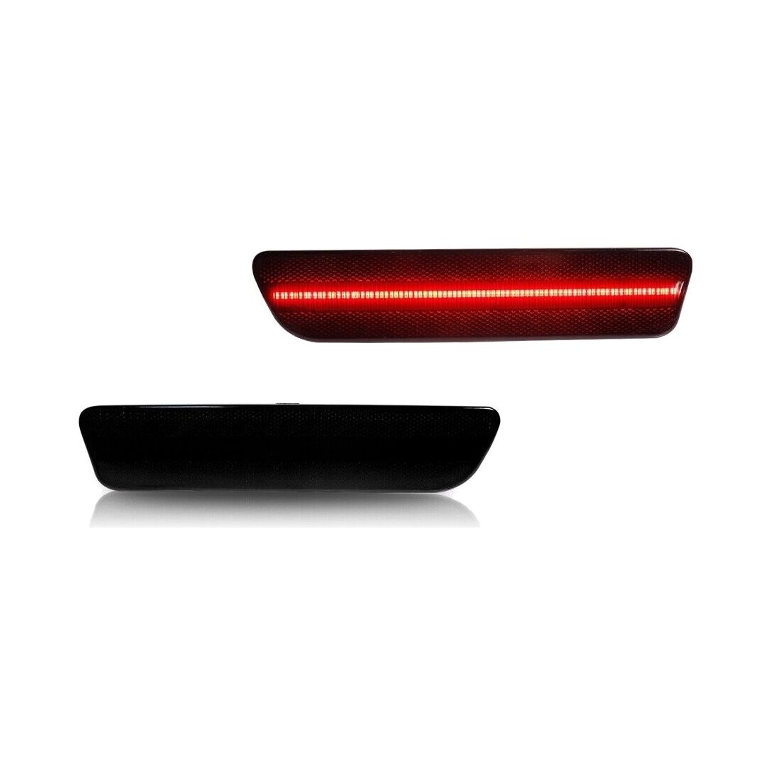 Marker Reflector Rear Smoked Rear Bumper Reflector Side Markers with Red Light and Black ABS ...