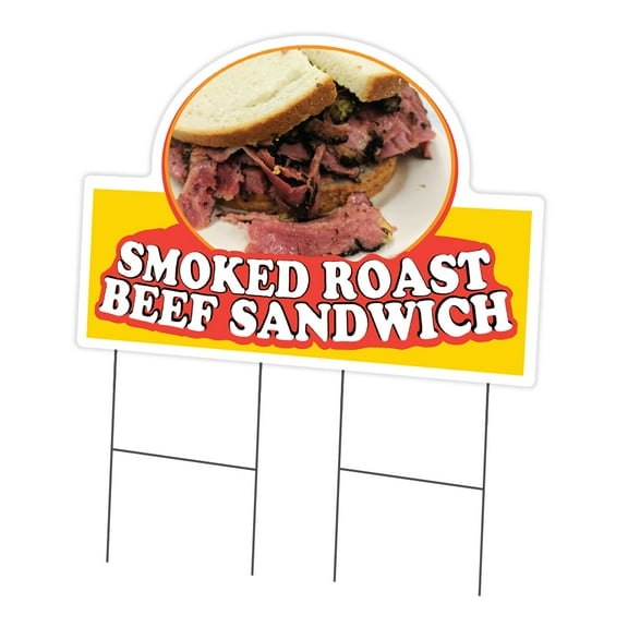 Smoked Roast Beef Sandwich 24" x 36" Yard Sign & Stake | Advertise Your Business | Stake Included Double Sided Image | Made in The USA