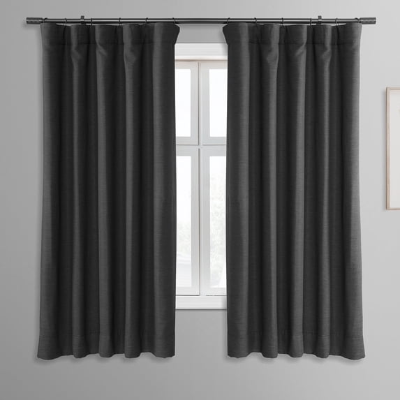 Half Price Drapes Smoked Truffle Bellino Textured Faux Linen Room Darkening Curtains For Bedroom & Living Room Curtains(1 Panel), Curtains 63 Inches Long, 50W X 63L