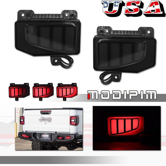 Smoked bumper reflector LED tail/brake sequence signal suitable for Jeep Gladiator JT-