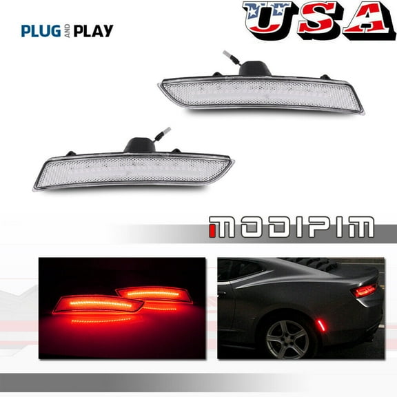 Pack Clear Lens Red LED Rear Side Marker Lights for 2016-2023 for Chevrolet Camaro -