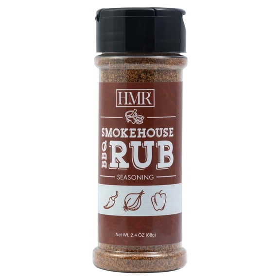 Smokehouse BBQ Rub Seasoning Blend by HMR, Barbeque Spice Mix, Dry Rub for Beef, Brisket, Chicken, Pork, 2.4 oz Shaker Bottle
