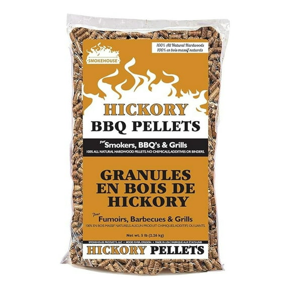 Smokehouse Hickory Wood Pellets, Drier & Bark-Free for Premium Smoke Flavor, 5 Pounds