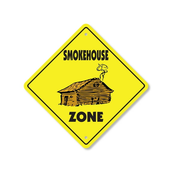 Smokehouse Plastic Crossing Sign - 10 Inch X 10 Inch Xing Sign Gift Food Barbecue Meat Cooking Rustic Decor Grilling Party Festival Outdoor Event Fun