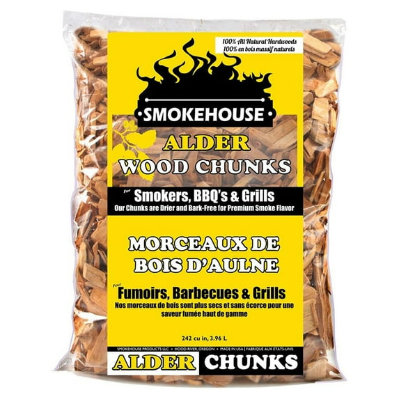 Smokehouse Alder Wood Chips, Drier & Bark-Free for Premium Smoke Flavor, 2 Pounds