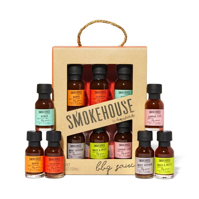 Smokehouse by Thoughtfully, Gourmet Mini BBQ Sauce Gift Set, Set of 6