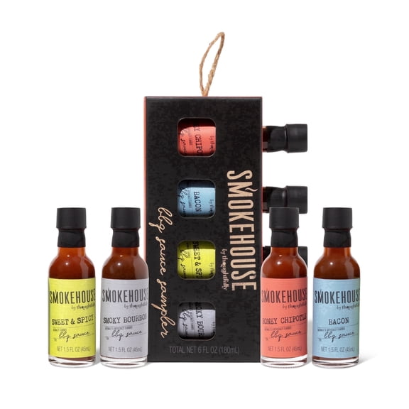 Smokehouse by Thoughtfully Gourmet Mini BBQ Sauce Gift Set, Variety Sampler Pack, 4 Count