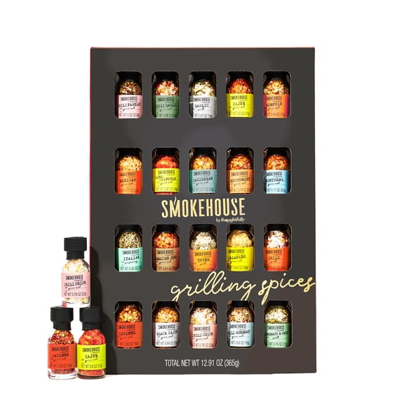Smokehouse by Thoughtfully Ultimate Grilling Spices and Seasonings Spice Gift Set, Gift for Dad, Him, or Grill Lovers, 20 Count