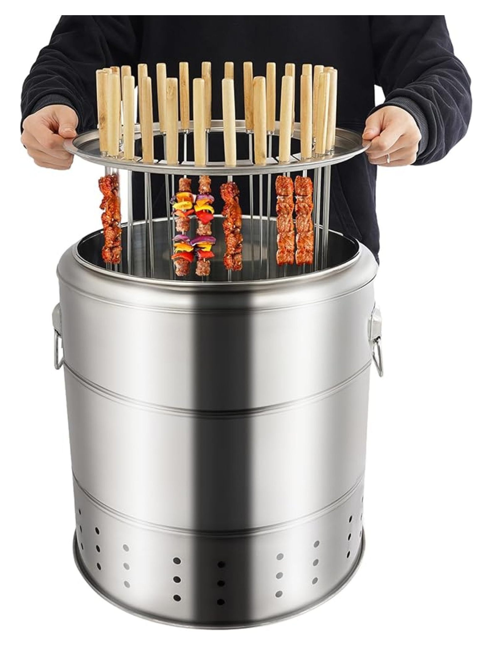 Smokeless Barbecue Grill With 28 Skewers, Stainless Steel Indoor ...