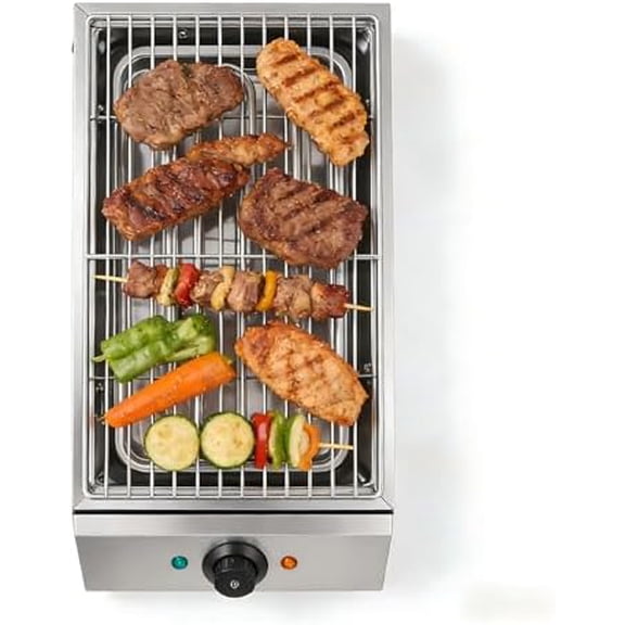 Smokeless Barbecue Oven Grill, 1800W Commercial Electric Barbecue Grill w/Rack&Tray, Adjustable 122F-302F, Smokeless Stainless Steel Indoor BBQ Griddle, Countertop BBQ Grill for Restaurant, Camping