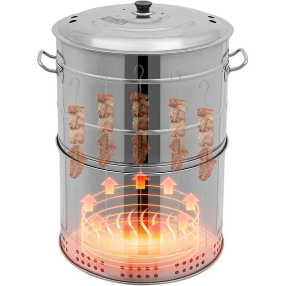 Smokeless Charcoal Hanging Grill,Stainless Steel Surround Charcoal Kebab Grill with 50 Skewers,Portable Smokeless Barbecue Barrel for Picnics,Camping,Traveling, Parties, Beaches,Gardens and More BBQ