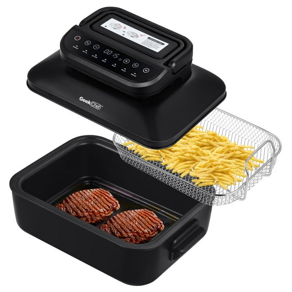Smokeless Electric Indoor Grill, Portable 2 in 1 Indoor Tabletop Grill & Griddle