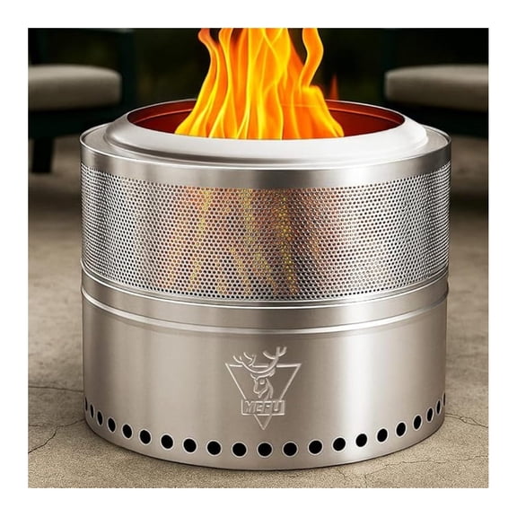 Smokeless Fire Pit 17.7in Portable Outdoor Wood Burning - Camping Patio Pit with Removable Ash Pan, Foldable Low Smoke Fireplace