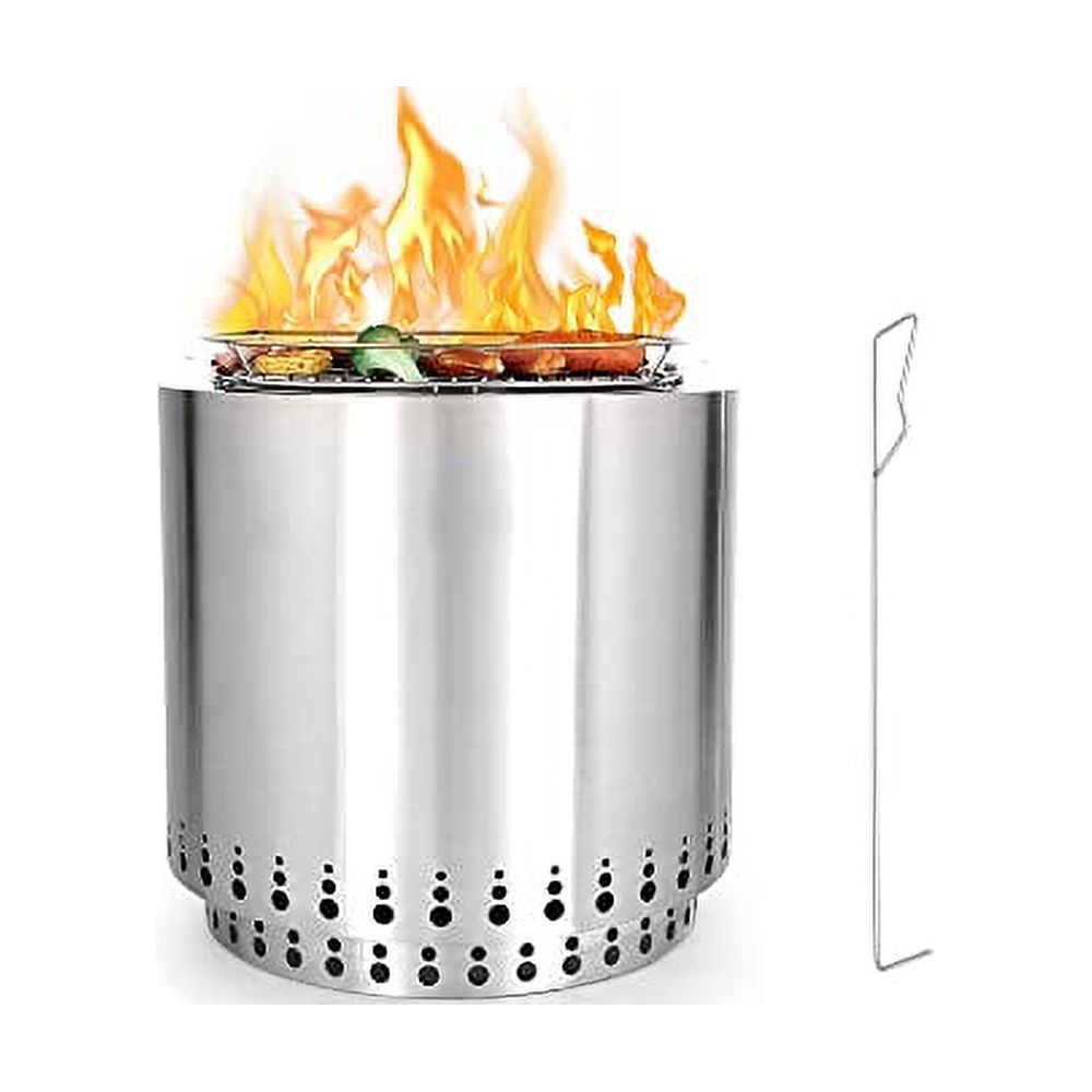 Smokeless Fire Pit, 17 Inch Stainless Steel Fire Pits For Outside Wood