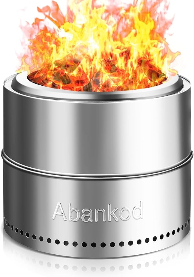 19.5" Smokeless Fire Pit with Removable Ash Pan & Carry Bag - Portable Outdoor Firepit for Backyard, Camping, Patio, Picnics & Bonfires - Effortless Cleanup & Convenient Travel