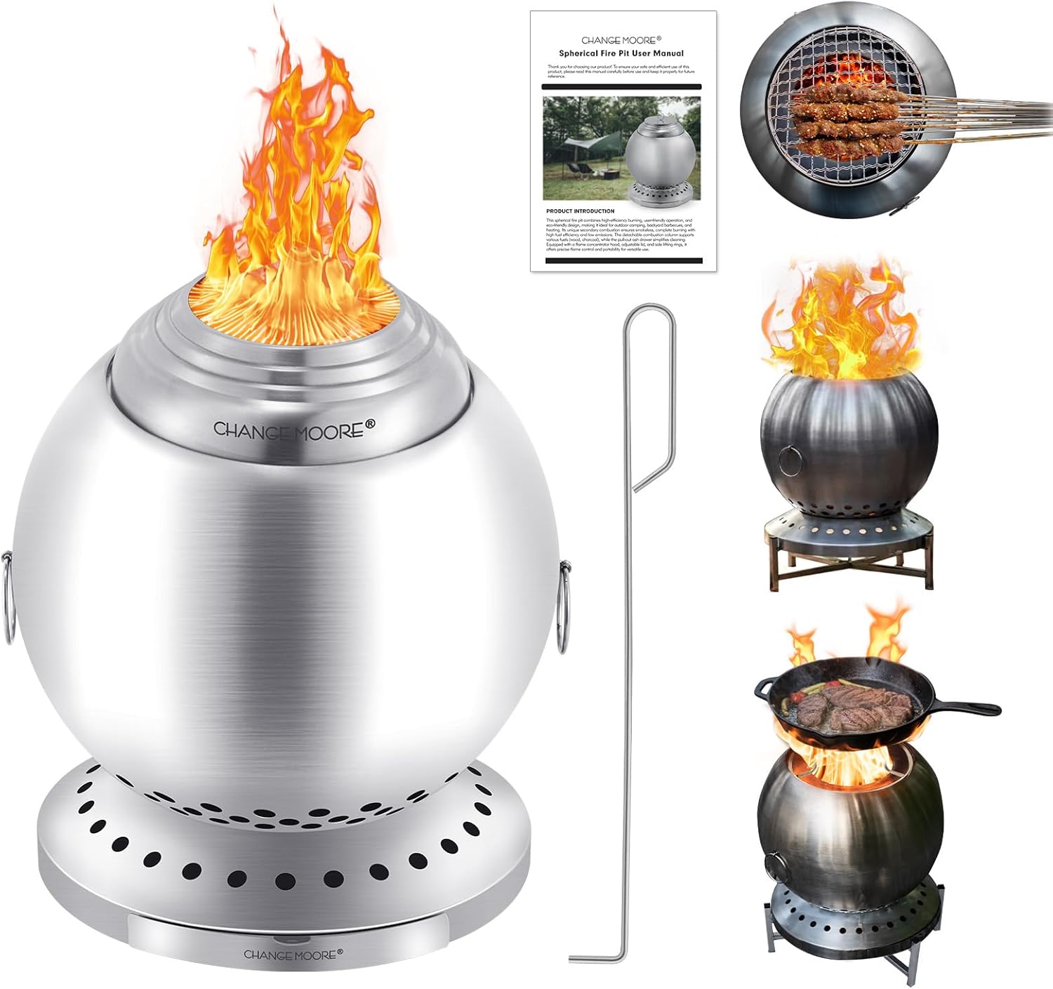 Gasification Kit Smokeless Fire Pit Kit - Triple Combustion Stainless Steel Fire Bowl ...