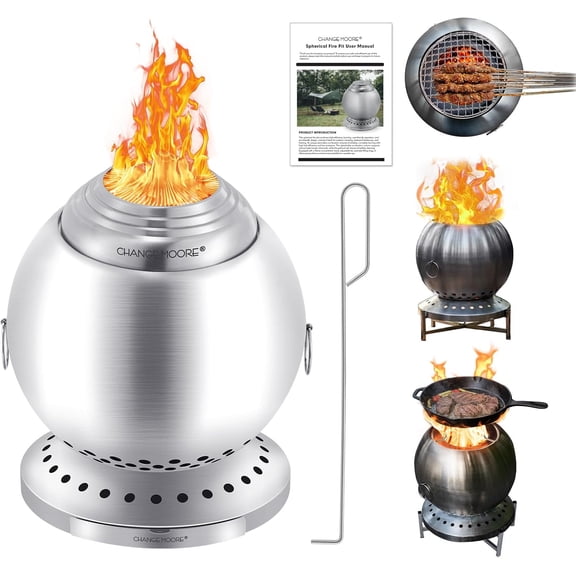 Smokeless Fire Pit Kit - Triple Combustion Stainless Steel Fire Bowl with Wood Gasification Technology 360 Airflow, 150% Efficiency, Portable & Lightweight for Camping AFire Pit