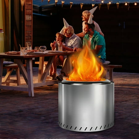 Smokeless Fire Pit, Outdoor Wood Burning Fireplaces with Removable Ash Pan, SEGMART 19-inch Portable Fire Pit Stainless Steel with Travel Bag for Camping, Picnic, 20.65 lbs