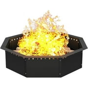 Smokeless Fire Pit Ring 35-Inch Outer 31-Inch Inner Diameter, Large Solid Steel Firepit Liner for Outside Wood Burning, DIY Campfire Ring Above or In-Ground for Outdoor, Octagonal