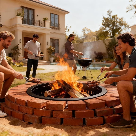 Smokeless Fire Pit Ring Insert - 31 Inch Outdoor Fire Pit Liner with Airflow Design for Efficient Burning,  Steel Construction, for Outdoor Camping