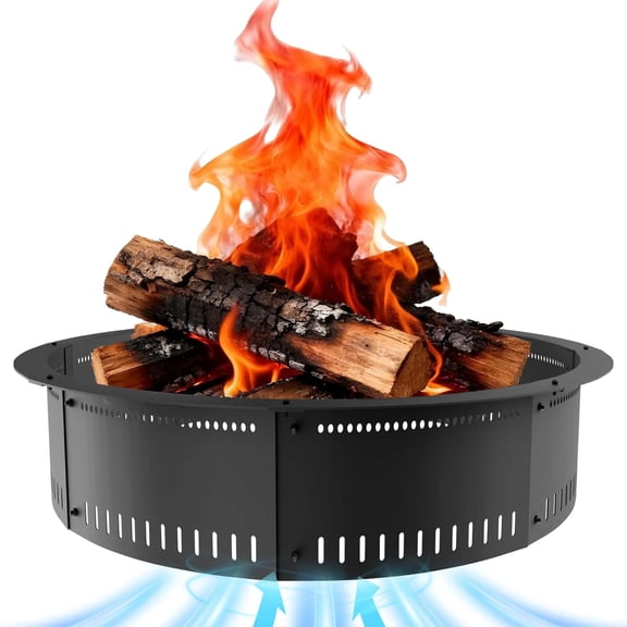 Smokeless Fire Pit Ring Insert - 60 Inch Outdoor Fire Pit Liner with Airflow Design for Efficient Burning, Durable Steel Construction, for Outdoor Camping