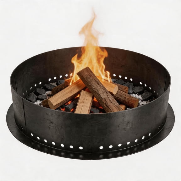 Smokeless Fire Pit Ring, Rust-Resistant Carbon Steel, Ventilation Holes, Portable Bonfire Bowl Stove, Easy Clean for Patio, Camping, Garden – 48 Inch