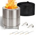 thumbnail image 1 of Smokeless Fire Pit for Camping with Stand & Bag & Sticks & Holders,304 Stainless Steel,15inch, 1 of 7