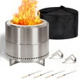 thumbnail image 1 of Smokeless Fire Pit for Camping with Stand & Bag & Sticks & Holders,304 Stainless Steel,19inch, 1 of 7