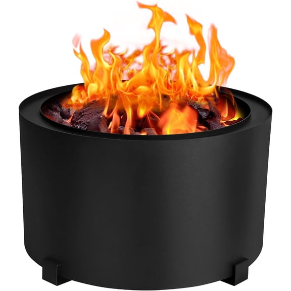 Smokeless Fire Pits Large Wood Burning Fire Pit Carbon Steel Stove Bonfire Fire Pit Portable Outdoor Fire Bowl for Picnic Camping Backyard (23.6 Inch)