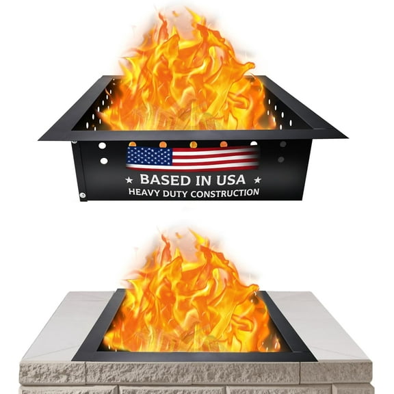 Smokeless Fire Ring Liner  36 Inch Square Carbon Steel Outdoor Square Fire Pit Insert with Heat-Resistant Coating - Perfect for Backyard Bonfires, BBQs, and Outdoor Get-Togethers