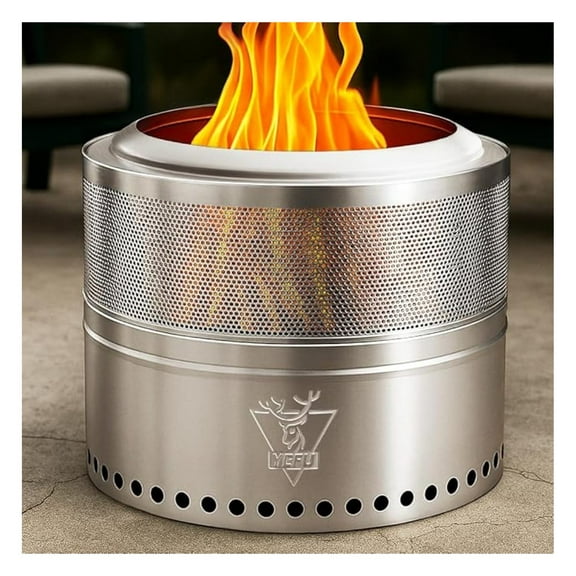 Smokeless Firepit Foldable 17.7in: Portable for Outside Wood Burning - Outdoor Camping Patio Pit with Removable Pan Easy to Carry & Clean