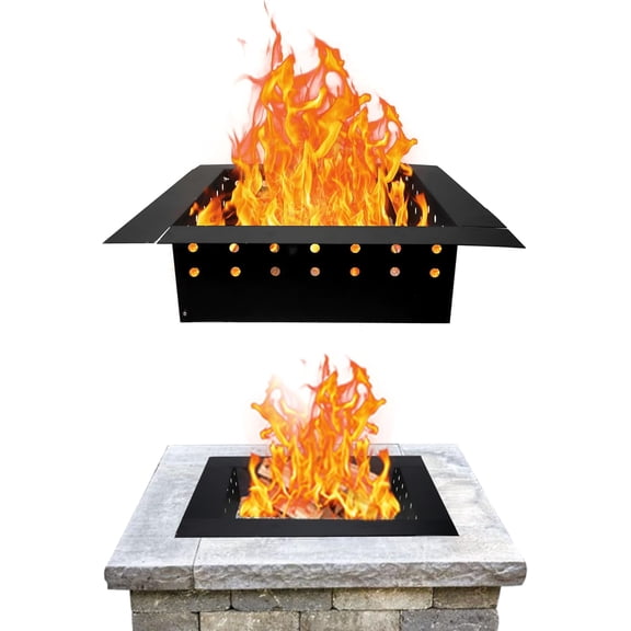Smokeless Firepit Ring Insert Square - 32" OD & 24" ID - Premium 2MM Steel Square Fire Ring with Air Vents - Smokeless Liner with Easy Assembly for Outdoor Wood Burning Fireplace and BonfireFire Pit