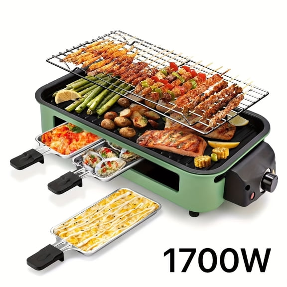 Smokeless Electric Grill | Indoor Grill with Removable Non-Stick Plate, 1700W, Portable BBQ Grill, Electric Griddle, Stainless Steel, Dishwasher Safe