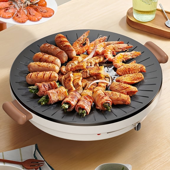 Smokeless Non-Stick Electric Griddle | Compact Indoor Grill & Frying Pan for Pancakes, Burgers, Steaks - Aluminum, 120V, Plug Powered, Brand: Tanlu