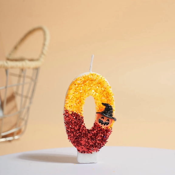 Smokeless Number Birthday Candles 0-9 Halloween Pumpkin Design Non-Toxic Cake Toppers
